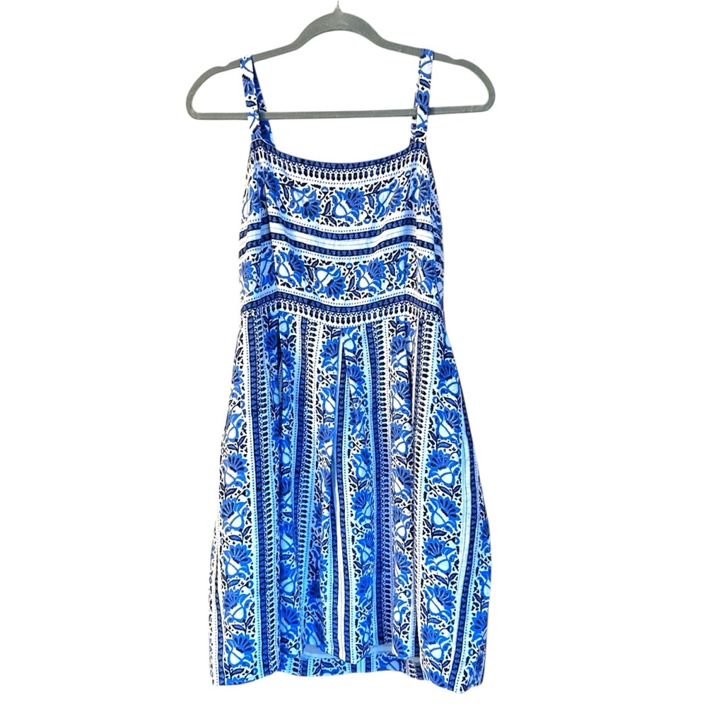 Loft Blue Paisley Midi Dress Sz 8